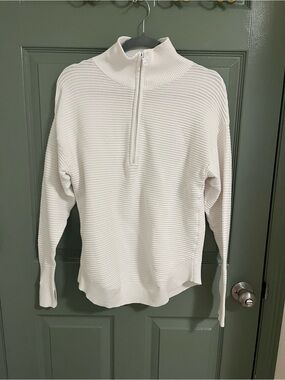 aerie Cream Ribbed Half-Zip Pullover